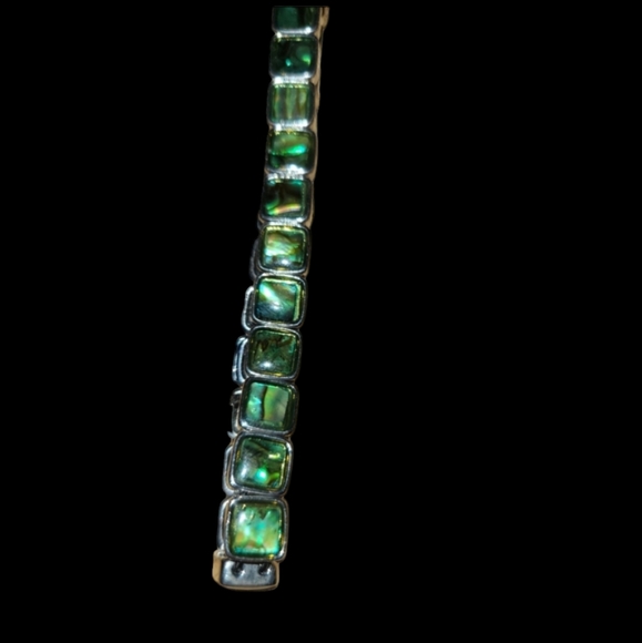 6" Stretchy Abalone Shellย Metal Bracelet L8 - Picture 6 of 6